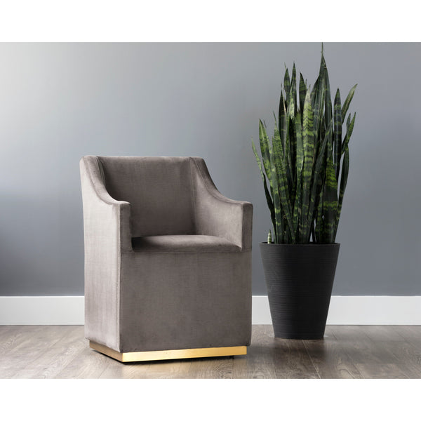 Zane Wheeled Dining Armchair - Piccolo Pebble