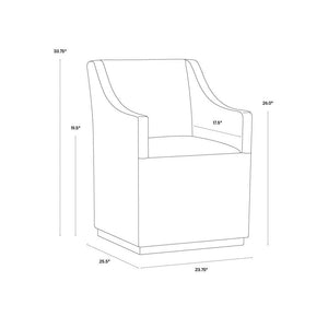 Zane Wheeled Dining Armchair - Piccolo Prosecco