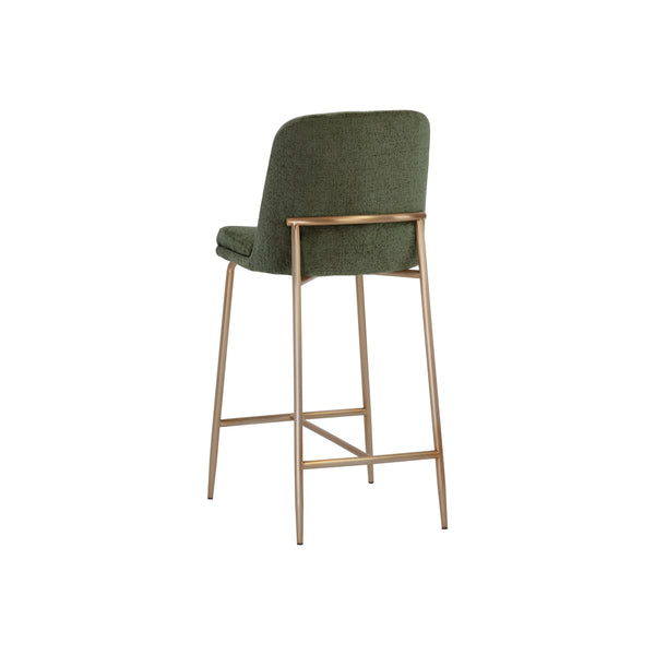 Zeke Counter Stool - Antique Brass - Bergen Olive