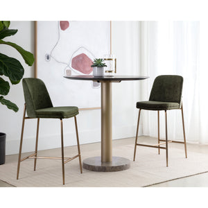 Zeke Counter Stool - Antique Brass - Bergen Olive