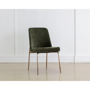 Zeke Dining Chair - Antique Brass - Bergen Olive