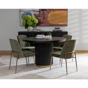 Zeke Dining Chair - Antique Brass - Bergen Olive