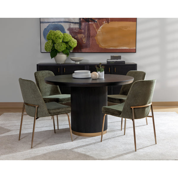 Zeke Dining Chair - Antique Brass - Bergen Olive