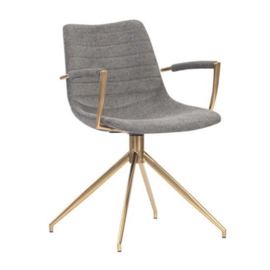 Sunpan Andres Swivel Armchair -  Belfast Koala Grey / Gold Stainless Steel