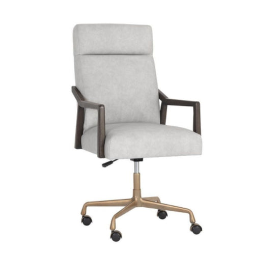 Sunpan Collin Office Chair - Saloon Light Grey Leather