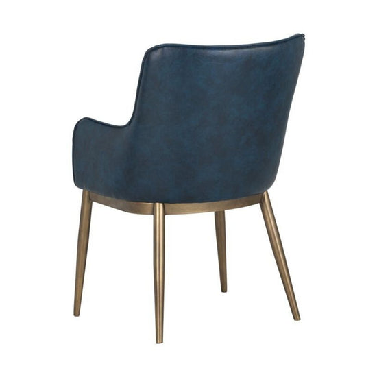 Sunpan Franklin Dining Armchair - Antique Brass - Vintage Blue