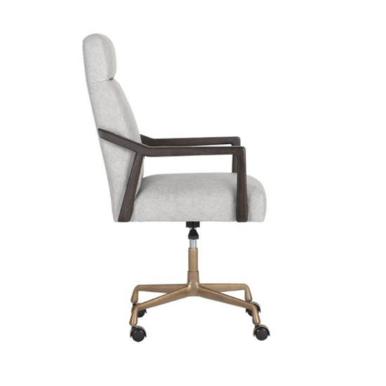 Sunpan Collin Office Chair - Saloon Light Grey Leather