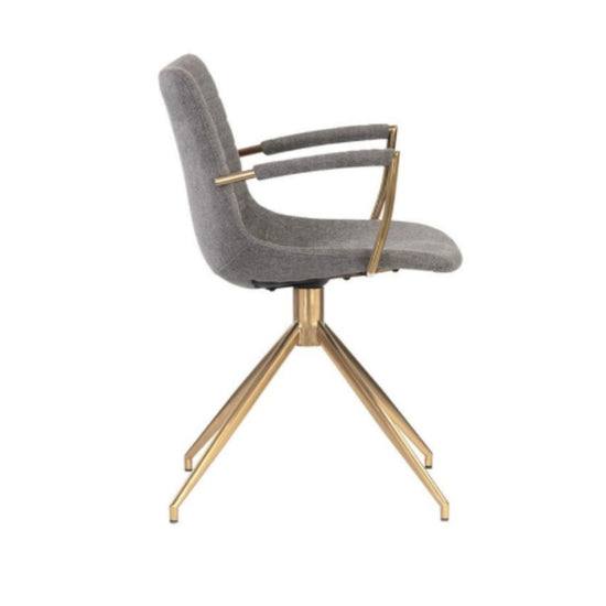 Sunpan Andres Swivel Armchair -  Belfast Koala Grey / Gold Stainless Stee