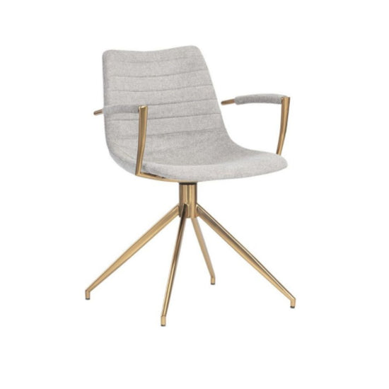 Sunpan Andres Swivel Armchair -  Heather Grey / Gold Stainless Steel