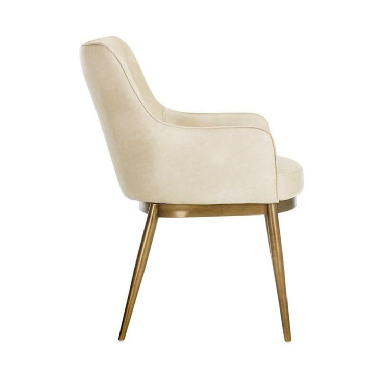 Sunpan Franklin Dining Armchair - Antique Brass - Bravo Cream