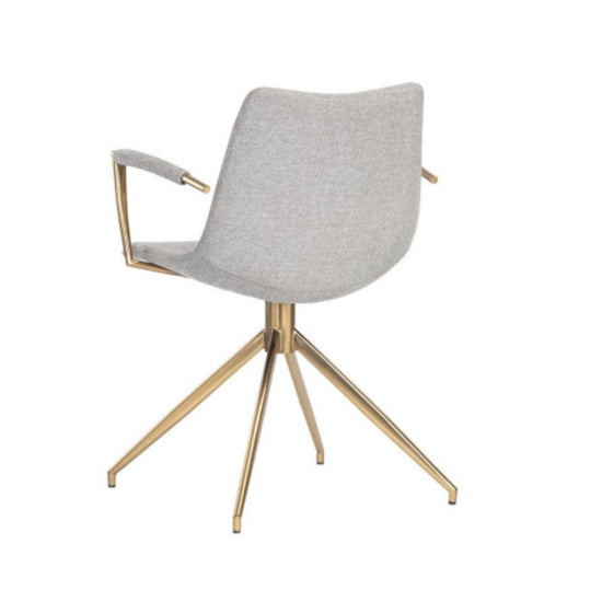 Sunpan Andres Swivel Armchair -  Heather Grey / Gold Stainless Steel