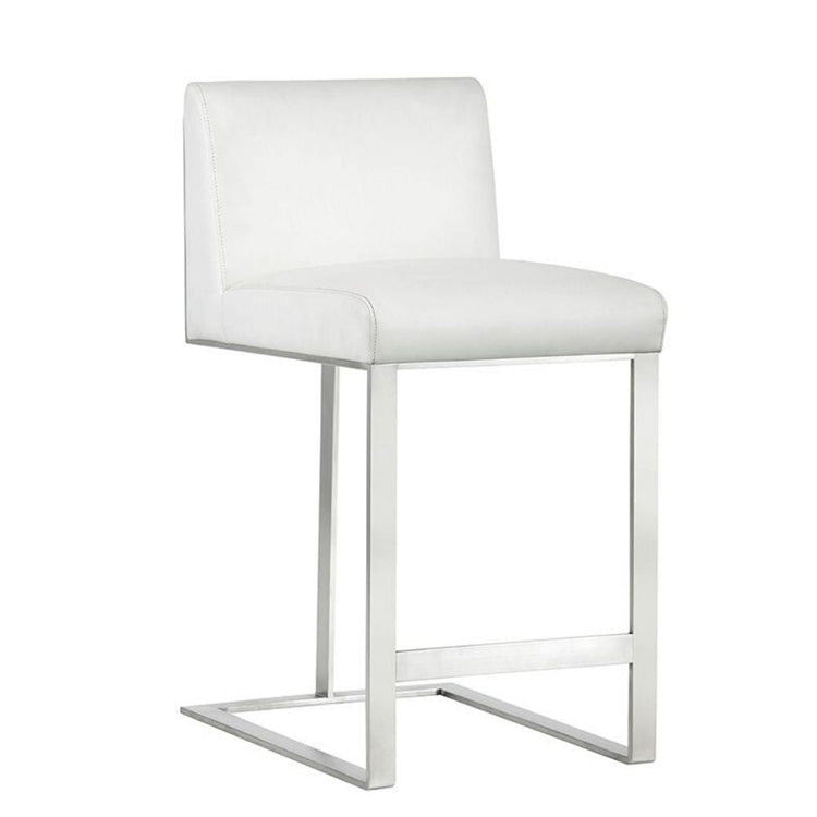 Sunpan Dean Counter Stool - Stainless Steel / Cantina White