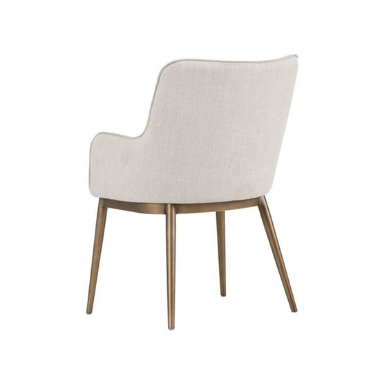 Sunpan Franklin Dining Armchair - Antique Brass - Beige Linen