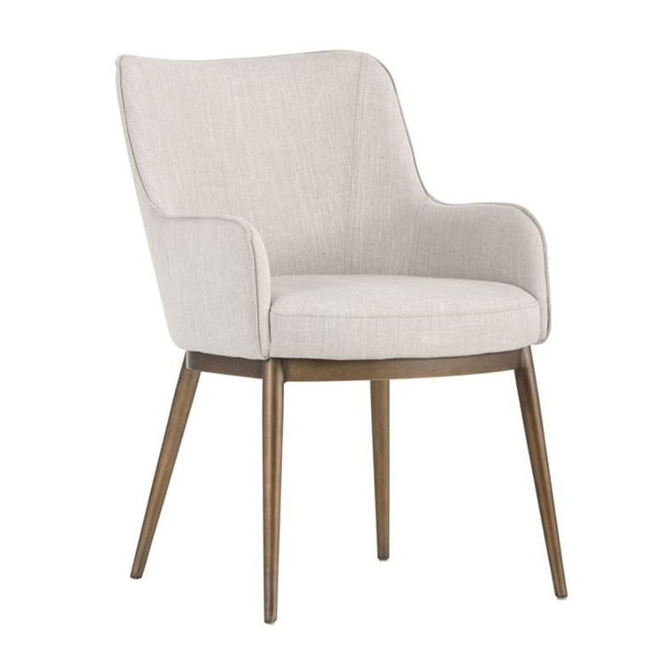 Sunpan Franklin Dining Armchair - Antique Brass - Beige Linen