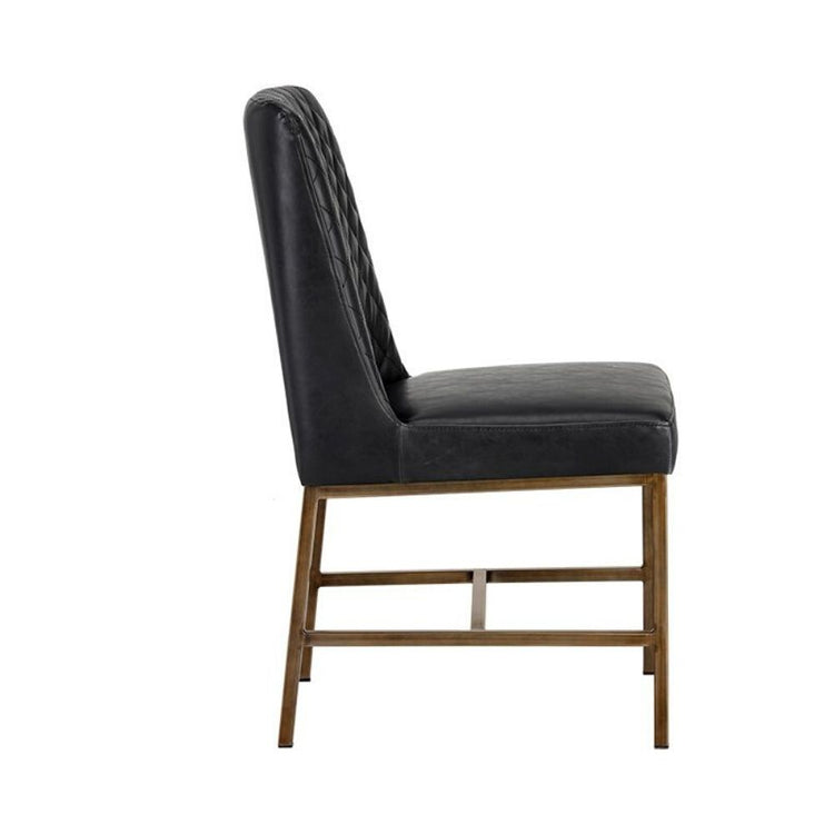 Sunpan Leighland Dining Chair - Antique Brass - Coal Black