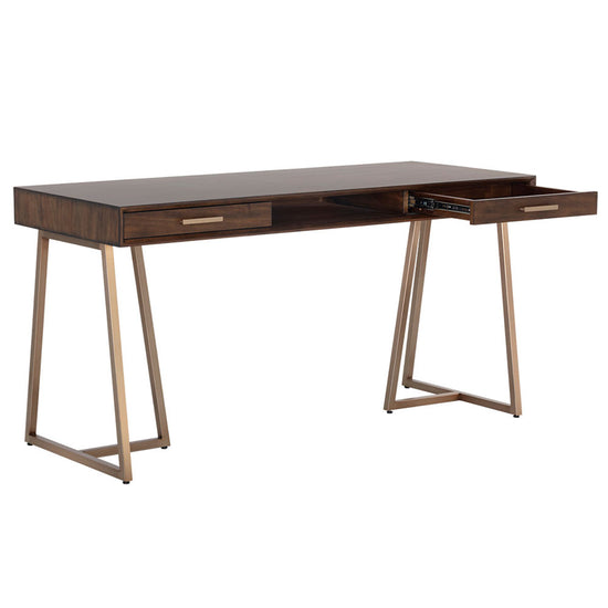 Sunpan Alma Desk - Antique Bronze / Brown 