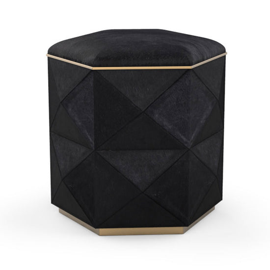 Sunpan Ashanti Small Storage Ottoman -  Black / Gold