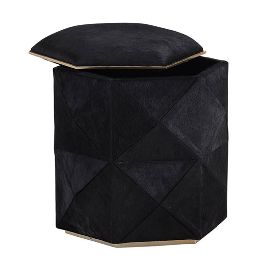 Sunpan Ashanti Small Storage Ottoman -  Black / Gold