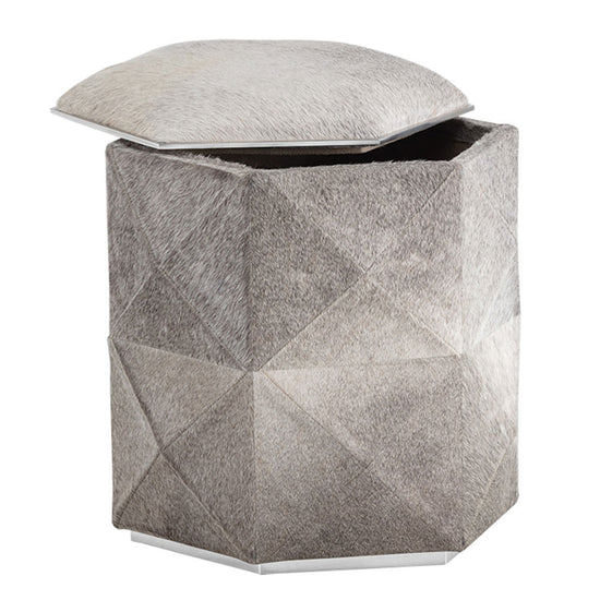 Sunpan Ashanti Small Storage Ottoman -  Grey / Silver 