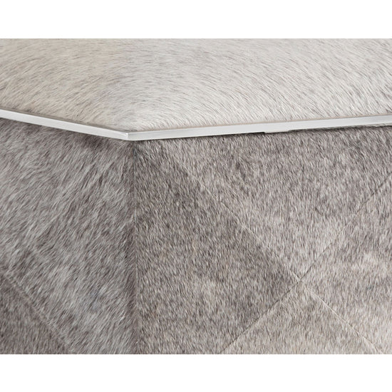 Sunpan Ashanti Small Storage Ottoman -  Grey / Silver 