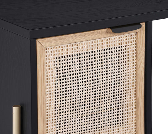 Sunpan Avida Desk - Black / Natural Rattan