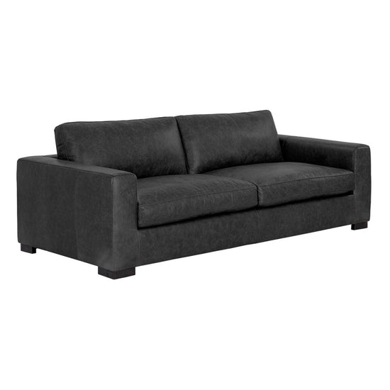 Sunpan Baylor Leather Sofa - Marseille Black