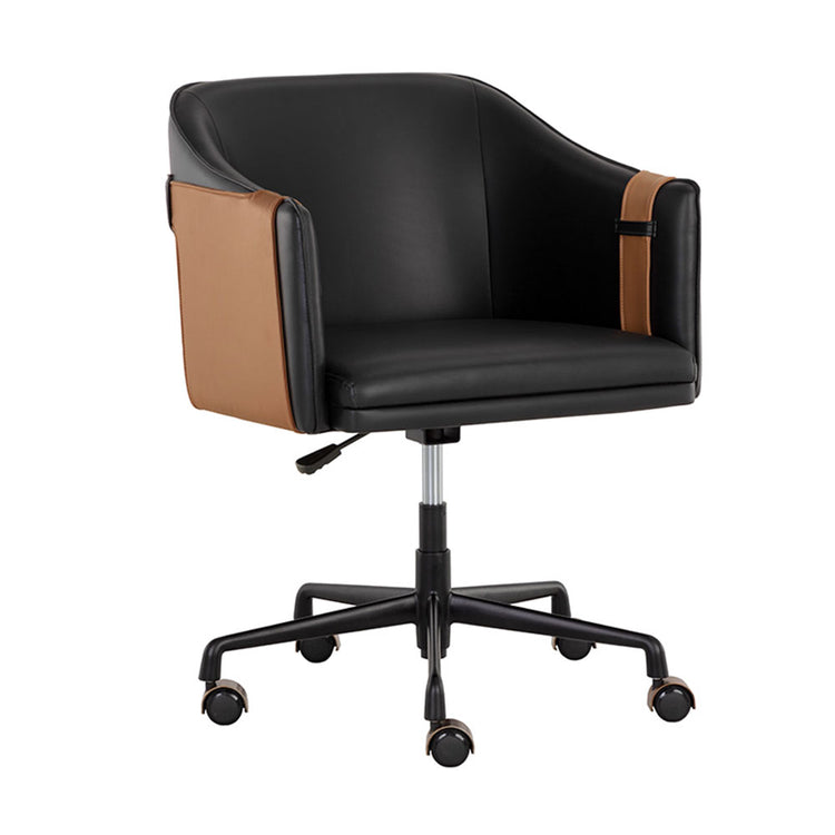 Sunpan Carter Office Chair - Napa Black / Napa Cognac