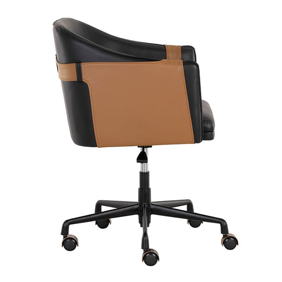 Sunpan Carter Office Chair - Napa Black / Napa Cognac