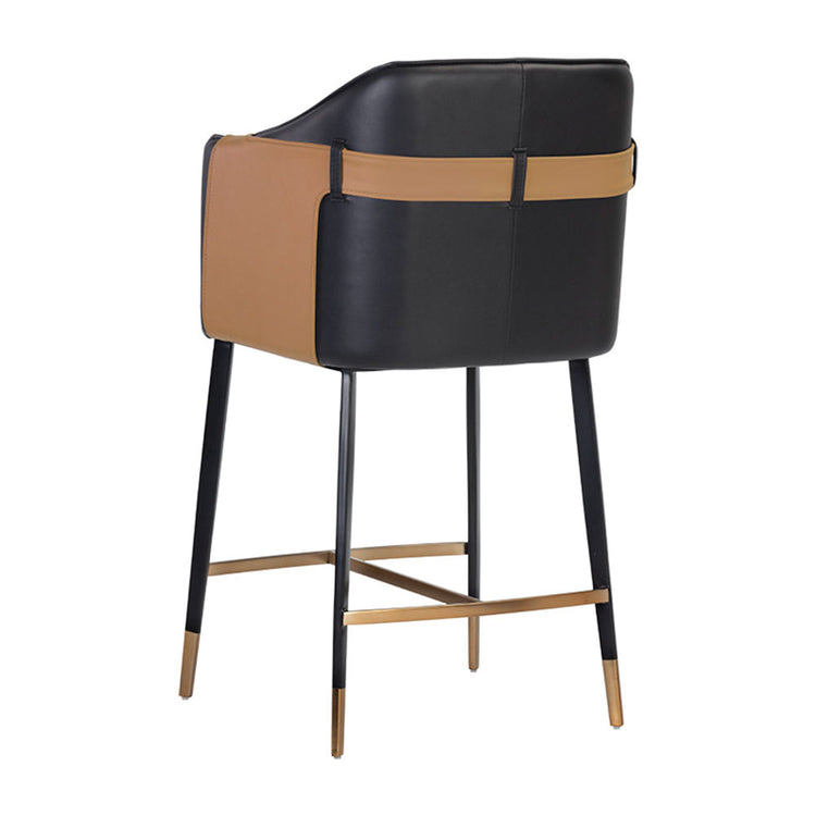 Sunpan Carter Counter Stool - Napa Black / Napa Cognac