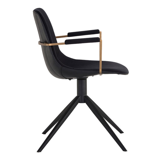 Sunpan Cassius Swivel Arm Chair - Abbington Black / Bravo Black