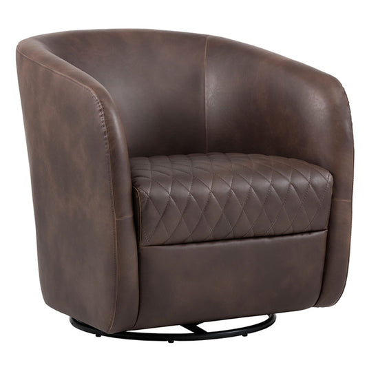 Sunpan Dax Swivel Lounge Chair - Havana Dark Brown