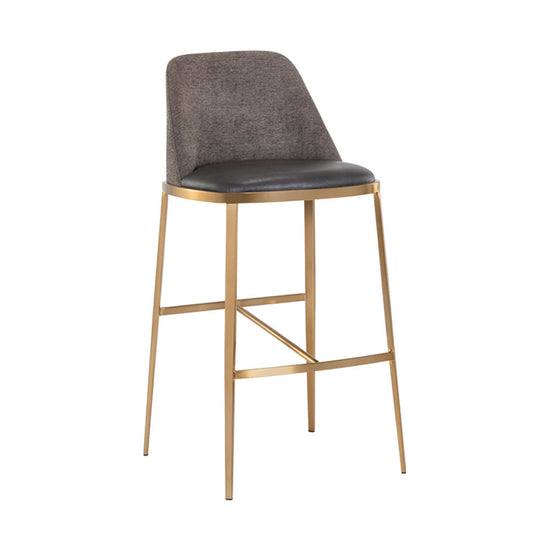 Sunpan Dover Bar Stool - Antique Gold - Bravo Portabella / Sparrow Grey