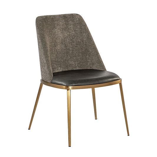 Sunpan Dover Dining Chair - Antique Gold - Bravo Portabella / Sparrow Grey