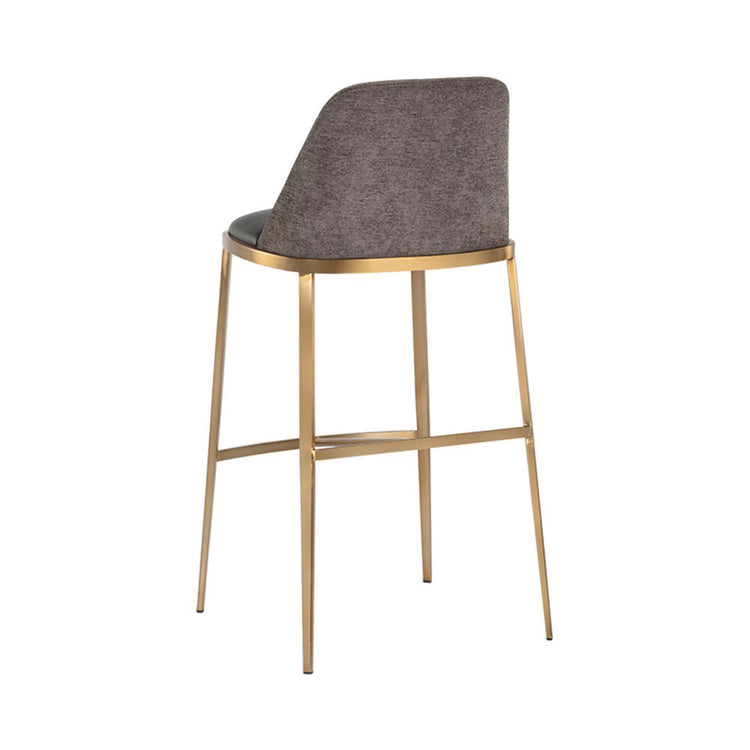 Sunpan Dover Bar Stool - Antique Gold - Bravo Portabella / Sparrow Grey