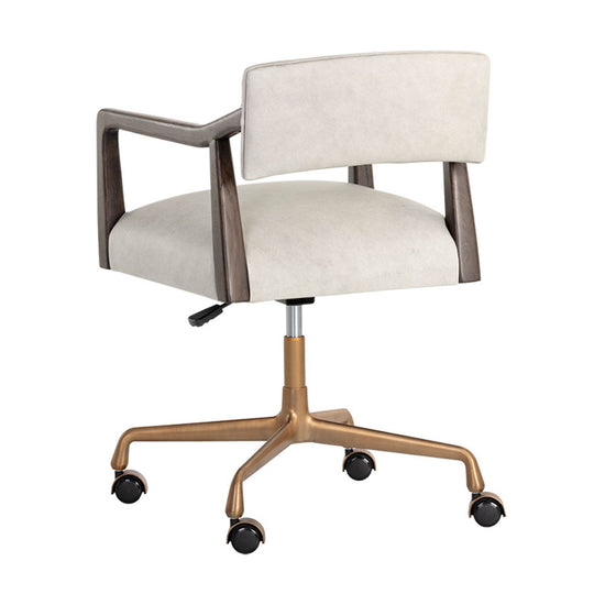 Sunpan Keagan Office Chair - Saloon Light Grey Leather