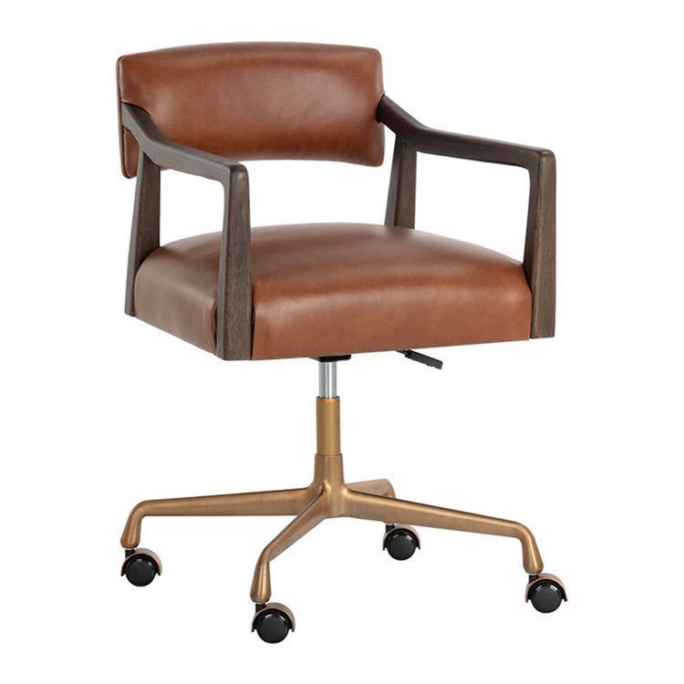 Sunpan Keagan Office Chair - Shalimar Tobacco Leather