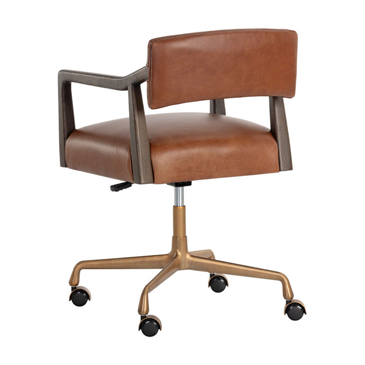 Sunpan Keagan Office Chair - Shalimar Tobacco Leather